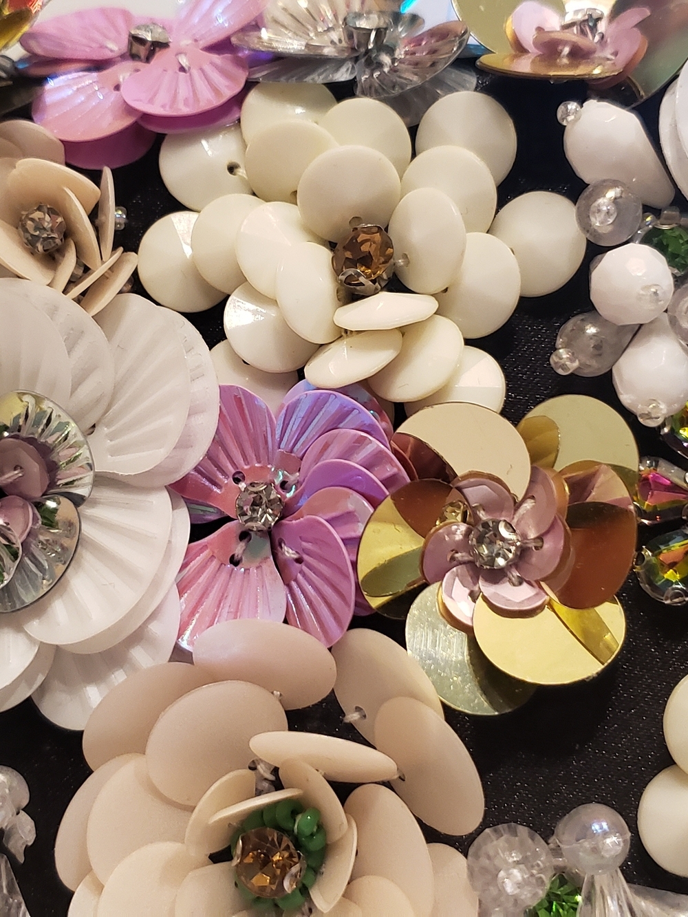 bebe Floral Appliqué Evening Clutch in Black with Pastel Accents - Picture 7 of 12